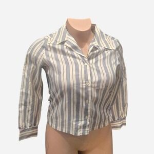 WOMENS VINTAGE SHIP SHORE STRIPED‎ BUTTON UP SIZE 10